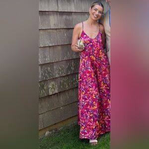 Nicole Miller bright colorful artsy painting tent Maxi satin dress large